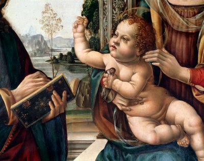 Virgin with child and two saints, st Matthew and st Jerome (Virgin with child and two saints, st Matthew and st Jerome) Detail Painting by Lorenzo di Credi (1459-1537) Florence, church santo Spirito Italy 作者 洛伦佐·迪·克雷迪