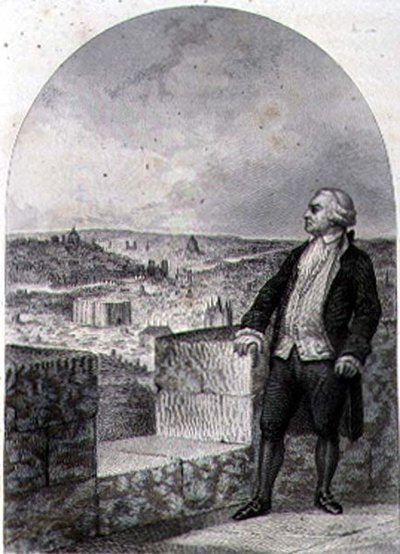 米拉波伯爵Honore Gabriel Riqueti（1749-91）在巴黎的城墙上，由Philibert Langlois雕刻（版画）。 作者 路易斯（后）马克