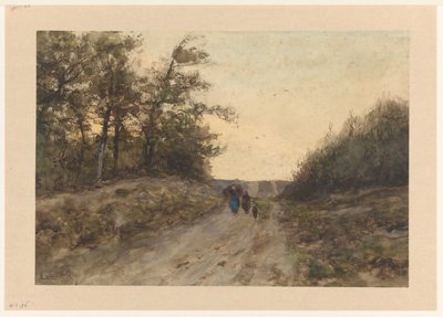 乡村道路上有人物的风景 作者 路易斯·阿波