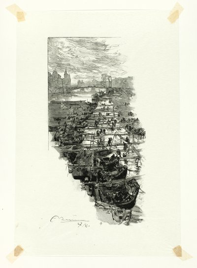 从路易-菲利普桥看苹果市场，《塞纳河与林荫大道长廊》第七版 作者 路易斯·奥古斯特·勒佩尔