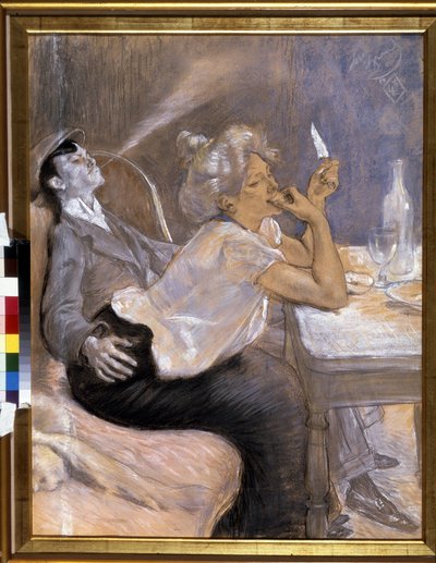 阿帕奇晚餐。 路易斯·罗格朗 (Louis Legrand) 的绘画（1863-1951） 作者 路易斯·奥古斯特·马修·罗格朗