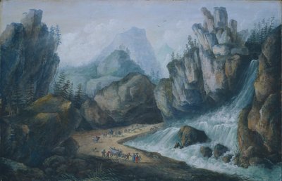 阿尔卑斯山洪流和瀑布，1792年。 作者 路易·贝朗格