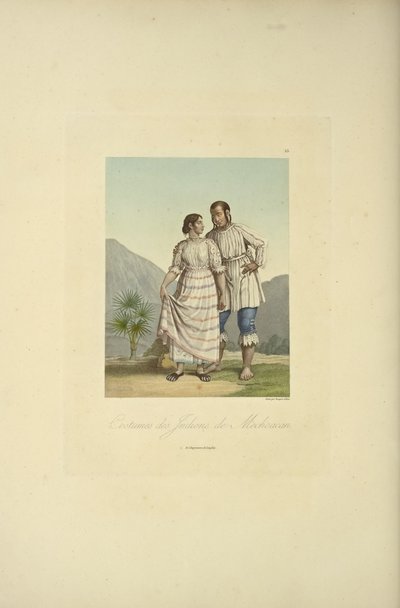Mechoacan印第安人的服装，插图来自Alexander von Humboldt和Aime Bonpland的《Vues des Cordillères et Monumens des Peuples Indigènes de l