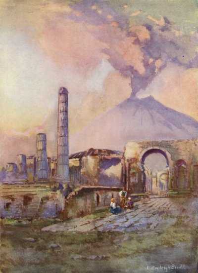 庞贝城，远处的维苏威火山 作者 路易斯·伯利·布鲁尔