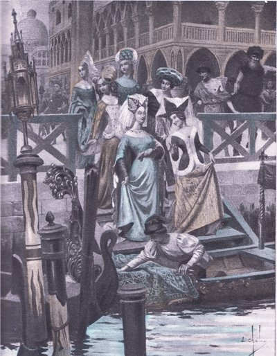 绿鹅，来自 Navarre Society 1930 年代出版的薄伽丘十日谈的插图（石版画） 作者 路易斯·沙隆