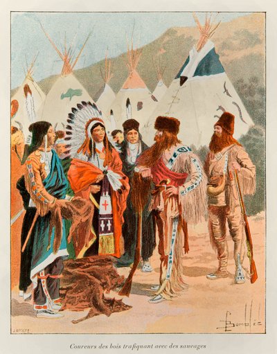 被炸毁的路易斯 (1862 - 1927)； Coureur des bois 18 世纪野蛮人贩子（加拿大的捕手）； Eugene Guenin 的新法兰西历史 - 1900 - Coll，部分。 作者 路易斯·查尔斯·邦布尔