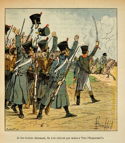 由Bombled Louis（1862-1927）绘制的插图，出自Emmanuel de Las Cases伯爵（1766-1842）的《圣赫勒拿纪念》一书。军队赞扬拿破仑皇帝，私人收藏 作者 路易斯·查尔斯·邦布尔