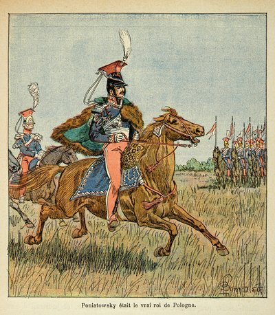 Bombled Louis（1862-1927）的插图，出自Emmanuel de Las Cases伯爵（1766-1842）的《圣赫勒拿的纪念》一书。约瑟夫-安东尼-波尼亚托夫斯基（Jozef Antoni Poniatowski，1763-1813）在他的部队面前，私人收藏。 作者 路易斯·查尔斯·邦布尔
