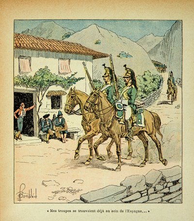 Bombled Louis（1862-1927）的插图，出自Emmanuel de Las Cases伯爵（1766-1842）的《圣赫伦纪念》一书。西班牙战争期间的法国军队，私人收藏 作者 路易斯·查尔斯·邦布尔