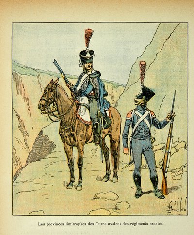 Bombled Louis（1862-1927）的插图，出自Emmanuel de Las Cases伯爵（1766-1842）的《圣海伦纪念》一书。与土耳其人接壤的省份有克罗地亚兵团，私人收藏品 作者 路易斯·查尔斯·邦布尔