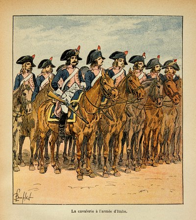 Bombled Louis（1862-1927）的插图，出自Emmanuel de Las Cases伯爵（1766-1842）的《圣赫勒拿纪念》一书。意大利军队中的骑兵，私人收藏 作者 路易斯·查尔斯·邦布尔