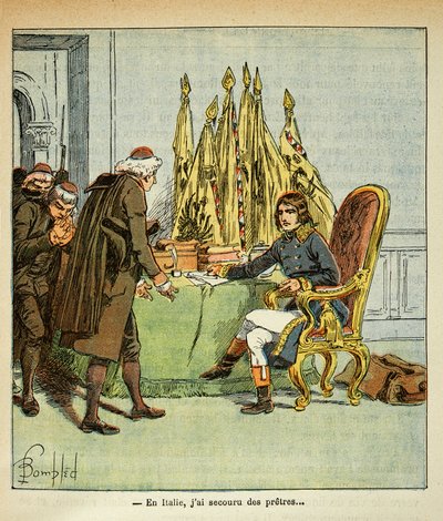 由Bombled Louis（1862-1927）创作的插图，出自Emmanuel de Las Cases伯爵（1766-1842）的《圣海伦纪念碑》一书。在意大利战役中，波拿巴拯救了牧师，私人收藏 作者 路易斯·查尔斯·邦布尔
