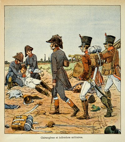 埃马纽埃尔-德-拉斯-库斯伯爵（1766-1842）所著的《圣赫勒拿纪念》一书中的路易炸弹（1862-1927）插图。大军区军事外科医生和护士的肖像，私人收藏 作者 Louis Charles Bombled