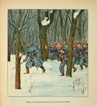 The Armee of the Loire by Eugene Sergent, known as Grenest, illustrated by Louis Bombled (1862-1927) (Franco-German War; campaign of 1870 -1871): Battle of Le Mans in January 1871, loading the mobile phones of the Sarthe, Private Collection 作者 路易斯·查尔斯·邦布尔