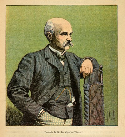 马达加斯加的战争--1885-1895年法国远征的轶事史，作者是亨利-加利（Henri Galli dit Galllichet）（1854-1922），由路易斯-邦布尔（Louis Bombled）（1862-1927）绘制。Le Myre de Vilers先生（1833-1918）的肖像，1886年常驻马达加斯加的将军，私人。 作者 路易斯·查尔斯·邦布尔