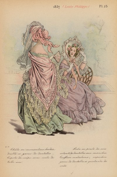 法国时尚：1837 年，路易-菲利普（彩色石版画） 作者 路易斯·科拉斯