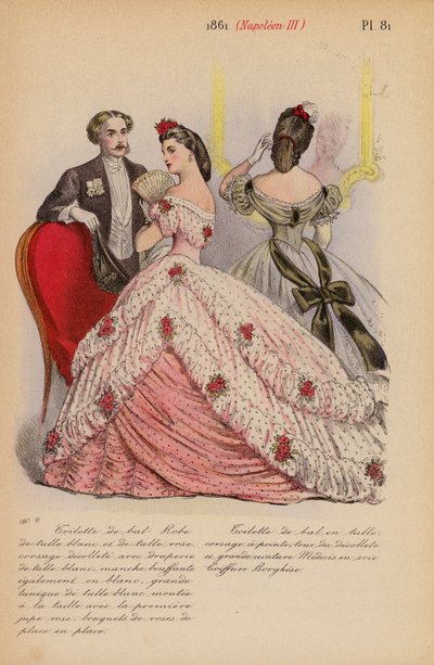 法国时尚：1861 年，拿破仑三世（彩色石版画） 作者 路易斯·科拉斯