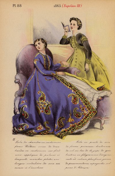 法国时尚：1865 年，拿破仑三世（彩色石版画） 作者 路易斯·科拉斯