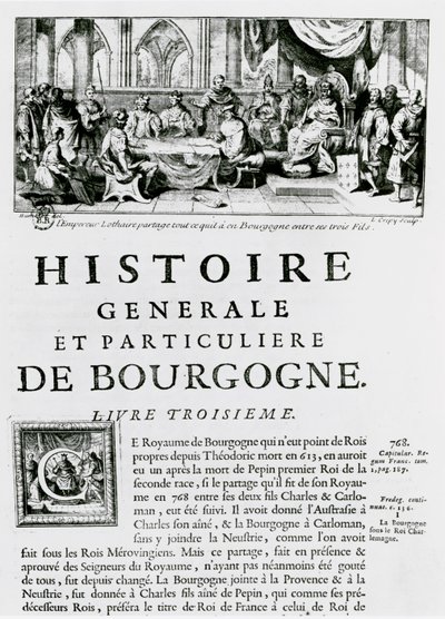 &39;Histoire de Bourgogne&39;的主题，描绘了皇帝Lothair 作者 路易·克里皮