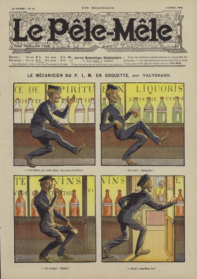 疯狂的PLM机制。 Pele-Mele的插图，1906年 作者 Louis Denis Valverane