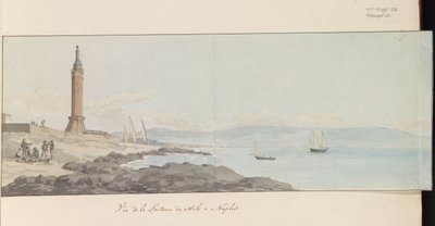 Gezicht op vuurtoren bij havenhoofd te Napels Vue de la Lanterne du Mole à Naples (title on object) Voyage en Italie, en Sicile et à Malte - 1778 (series title) 作者 路易斯·杜克罗斯