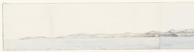 Panorama met Agrigento en de kust Vue éloignée de la Ville de Girgenti, & de la côte (title on object) Voyage en Italie, en Sicile et à Malte - 1778 (series title) 作者 路易斯·杜克罗斯