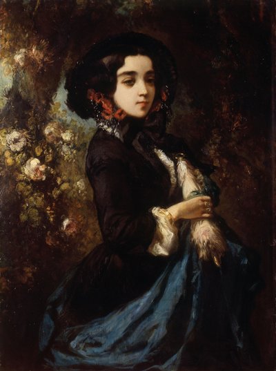 一位女士的肖像，约 1860-65 年（布面油画） 作者 路易斯·尤金·加布里埃尔·伊莎贝
