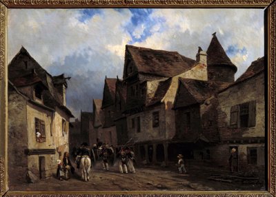 布列塔尼街村画作 Louis Gabriel Eugene Isabey (1803-1886) 19 世纪奥尔良，Musee des Beaux Arts 作者 路易斯·尤金·加布里埃尔·伊莎贝