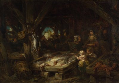 鱼市场，迪耶普，1845年 作者 尤金·伊萨贝（Eugene Isabey）