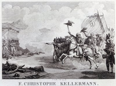 法国大革命。"1792年9月20日瓦尔米战役中的将军和马歇尔-弗朗索瓦-克里斯托夫-凯勒曼（1735-1820）"路易斯-弗朗索瓦-库切（1782-1849）的版画 18世纪 巴黎，卡纳瓦莱博物馆 作者 路易斯·弗朗索瓦·库什