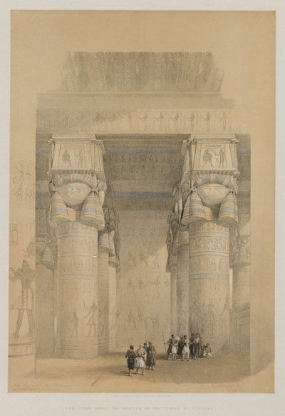 埃及和努比亚，第二卷：登达拉神庙门廊下的景色，1849年。 作者 路易斯·哈格
