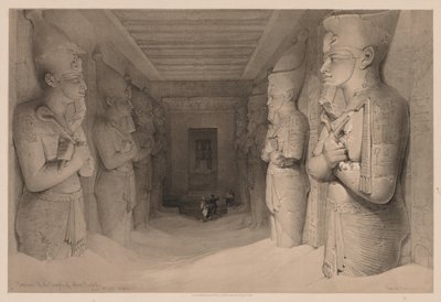 埃及和努比亚：第一卷-第14号，阿布·辛贝尔神庙的内部，1836年。 作者 路易斯·哈格