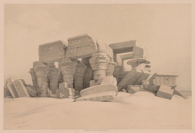埃及和努比亚：第1卷-第1号，第2号，考姆翁布神庙门廊的遗迹，1838年。 作者 路易斯·哈格