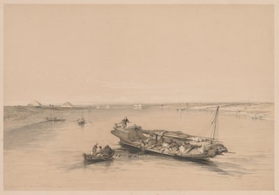 埃及和努比亚：第I卷-第4期，尼罗河上的奴隶船，望向...，1838年。 作者 路易斯·哈格