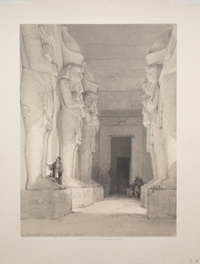 埃及和努比亚：第I卷-第9号，努比亚吉尔希发掘的圣殿，1838年。 作者 路易斯·哈格