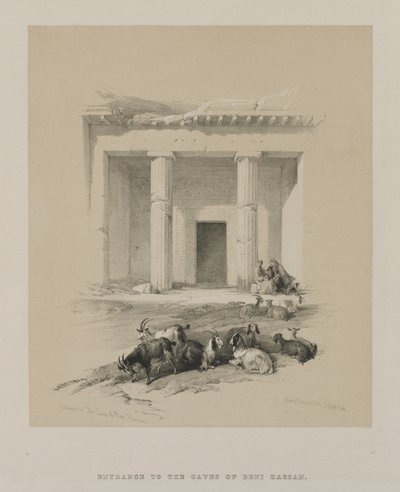 埃及和努比亚，第一卷：贝尼哈桑洞穴的入口，1847年。 作者 路易斯·哈格