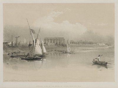 埃及和努比亚，第一卷：卢克索遗址全景，尼罗河，1846年。 作者 路易斯·哈格