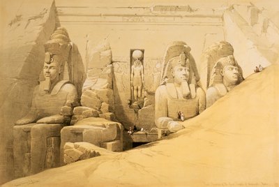 努比亚阿布辛贝勒大庙的正面立面》，埃及，1849年 作者 路易斯·哈格