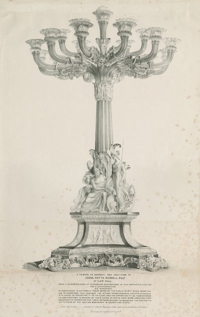 Ilam Hall-Candelabra：石版画，1832年 作者 路易斯·哈格