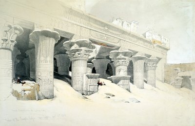 埃德富砂岩神庙的门廊，献给猎鹰头神荷鲁斯，埃及，1838年 作者 路易斯·哈格