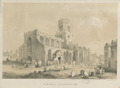 斯塔福德-圣玛丽教堂：石版画，1841年 作者 路易斯·哈格