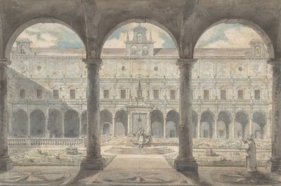 Certosa di San Martino的回廊，那不勒斯，约1777-1779。 作者 路易·简·德斯普雷斯