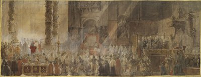 Le roi Gustave III de Suede (1746-1792) assiste a la messe de Noel dans la basilique Saint Pierre du Vatican, en 1783 - King Gustav III of Sweden Attending Christmas Mass in St Peter