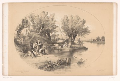湖边渔夫
风景如画的散步（系列名称）
如画的散步路（系列标题上的物体） 作者 路易斯·朱利安·贾科特（Louis Julien Jacottet）