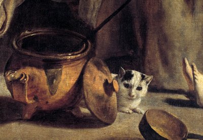 代表猫和铜罐的内部细节的农民家庭。 Louis the Nain (1593-1648) 17 世纪的绘画 作者 路易·勒·奈恩