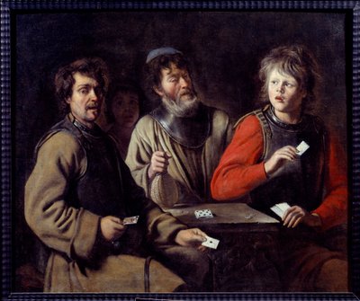 Louis Le Nain (1593-1648) 1640 年普罗旺斯艾克斯，格拉内博物馆的士兵纸牌绘画 作者 路易·勒·奈恩