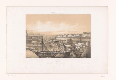 布雷斯特港附近的兵工厂景观
布雷斯特。Vue des Corderies hautes et basses, Bagne and Hôpital Clermontonnerre（物上标题）
当代法国（系列名称）
今日法国（文物上的系列名称） 作者 贝克特兄弟