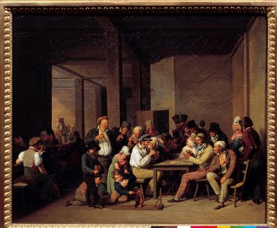 Louis Leopold Boilly (1761-1845) 19 世纪的歌舞表演中的球员。 暗：0.37x0.47m。 作者 路易斯·利奥波德·博伊