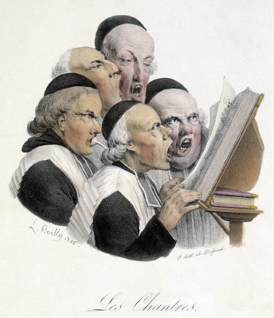唱歌的宗教人士（Les chantres）。L. Boilly的漫画，可追溯到1826年。 作者 路易斯·利奥波德·博伊