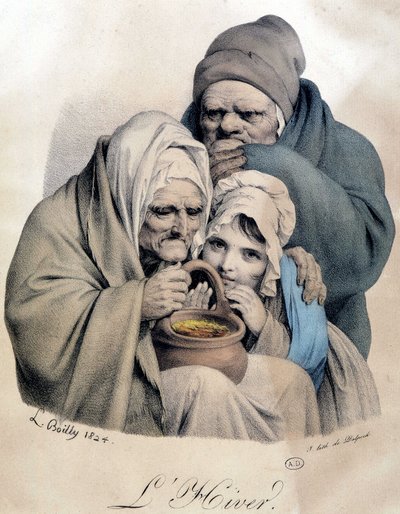 冬天 - 由 Boilly 绘制 作者 路易斯·利奥波德·博伊